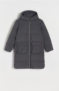 Reserved - Пальто з каптуром - темно-сірий - 982AV-90X