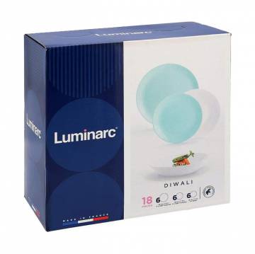 Столовый сервиз Luminarc Diwali Light Turquoise & White, 18 предметов (P5912) Столовый сервиз Luminarc Diwali Light Turquoise & White, 18 предметов (P5912)