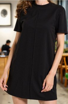 Ребриста в’язана міні сукня - чорний