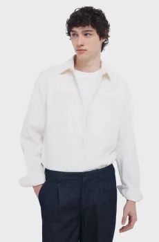 Мужская белая вельветовая рубашка Белый M SPRINGFIELD 322094