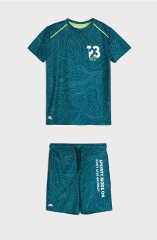 Спортивний комплект: футболка і шорти Active - синьо-зелений