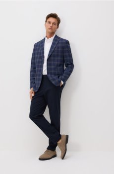 Reserved - Картатий блейзер slim fit - темно-синій - 9872N-59P