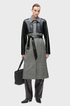 Женское серое пальто с узором tweed and faux Серый 38 Karl Lagerfeld A4W15036