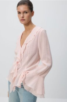 Reserved - Сорочка з оборкою - пастельний рожевий - 483KH-03X