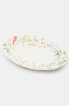 Керамічне сервірувальне блюдо з квітковим мотивом - різнобарвний