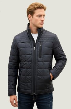 Мужская синяя куртка с воротником-стойкой ART-8299-blue