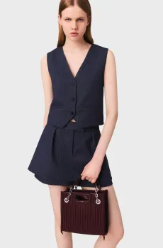 Женский темно-синий жилет в полоску Синий 38 MAJE MFPTO01233_Blue