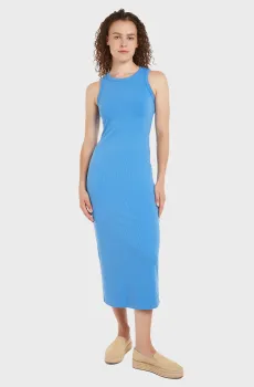 Женское голубое платье SLIM 5X2 RIB MIDI Голубой XS Tommy Hilfiger WW0WW38838
