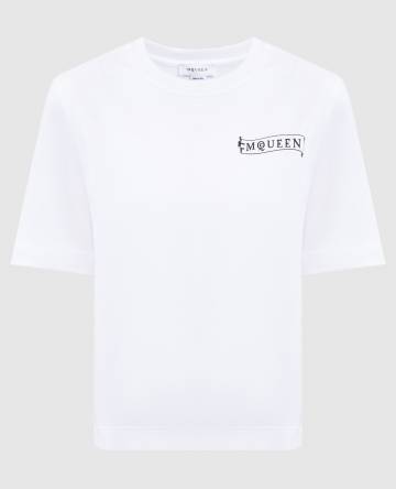 Белая футболка с принтом логотипа