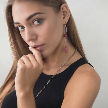 Серьги с родонитом 124с7 Серьги с родонитом 124с7