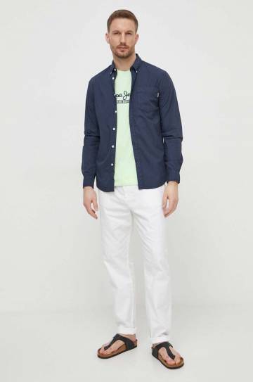 Хлопковая футболка Pepe Jeans CLAUDE мужская цвет зелёный с принтом PM509390 Хлопковая футболка Pepe Jeans CLAUDE мужская цвет зелёный с принтом PM509390
