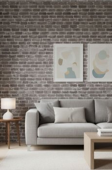Самоклеюча шпалера з мотивом цегли - темно-сірий