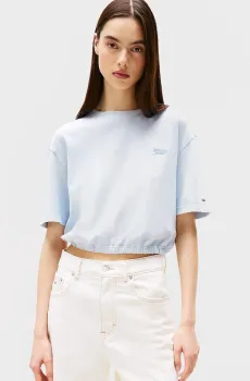 Женская голубая футболка SCRIPT OPEN BACK Голубой XS Tommy Jeans DW0DW20324