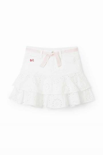 Детская юбка Desigual цвет белый mini расклешённая