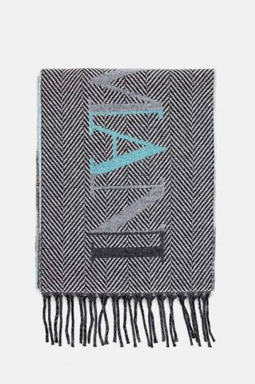 Шерстяной шарф Emporio Armani цвет чёрный узорный 635002 4F300 Шерстяной шарф Emporio Armani цвет чёрный узорный 635002 4F300