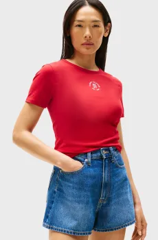 Женская красная футболка STAMP LOGO SLIM C-NK SS Красный XS Tommy Hilfiger WW0WW45809