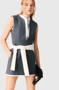 Женское серое шерстяное платье Серый 40 MAJE MFPRO04640_Grey