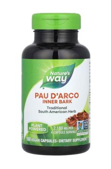 Кора муравьиного дерева Natures Way Pau dArco Inner Bark 2180 мг, 180 вегетарианских капсул