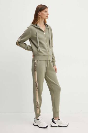 Кофта Guess женская цвет зелёный с капюшоном с аппликацией W4YQ22 KBYE2 Кофта Guess женская цвет зелёный с капюшоном с аппликацией W4YQ22 KBYE2