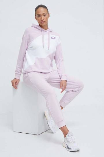 Спортивные штаны Puma цвет фиолетовый с принтом