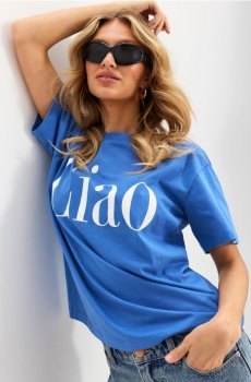 Бавовняна футболка з написом Ciao - синій