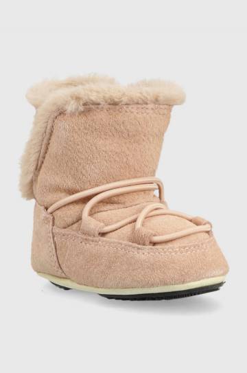 Детские замшевые сапоги Moon Boot Crib цвет розовый Детские замшевые сапоги Moon Boot Crib цвет розовый