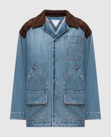 Синяя джинсовая куртка со вставками из замши