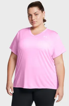 Женская розовая футболка Tech SSV- Twist& Розовый 2X Under Armour 1384221-638