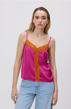 Reserved - Топ із мереживом - фуксія - 825KG-43X