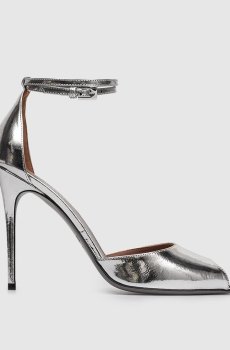 Серебристые кожаные туфли VERA