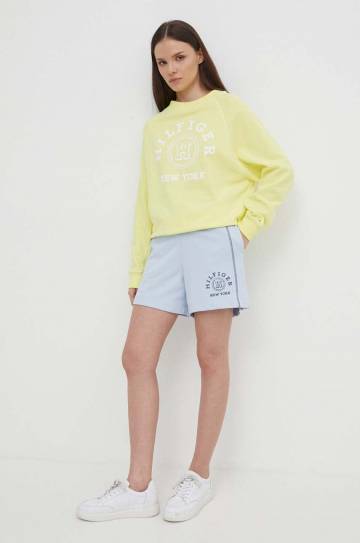 Хлопковые шорты Tommy Hilfiger однотонные высокая посадка WW0WW41265 Хлопковые шорты Tommy Hilfiger однотонные высокая посадка WW0WW41265