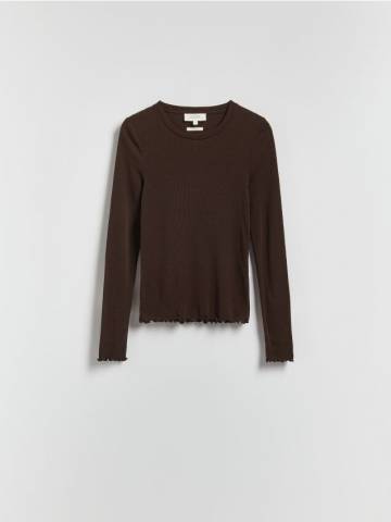 Reserved - LADIES` BLOUSE - темно коричневий - 491IK-89X