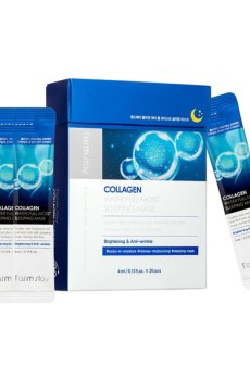 Уценка! Ночная увлажняющая маска для лица FarmStay Collagen Water Full Moist Sleeping Mask с коллагеном, 20*4 мл