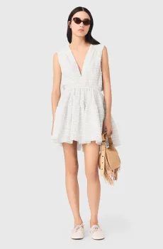 Женское белое платье в полоску Белый 36 MAJE MFPRO04787_White