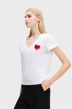 Женская белая футболка HEARTS Белый XS Karl Lagerfeld A1W17116