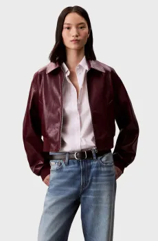 Женская бордовая куртка A-Cropped Crinkle Faux Leather B Бордовый XS Calvin Klein Jeans LV047C518G