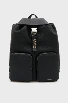 Женский черный рюкзак WEBBING STRAP FLAP Черный ONESIZE Calvin Klein LV04F3645G