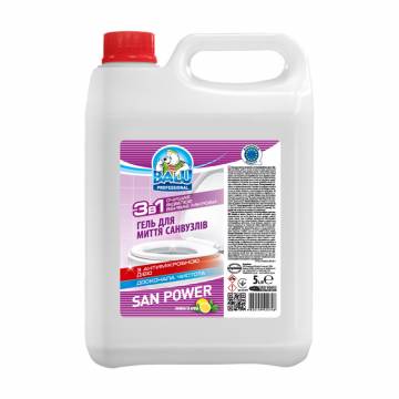 Гель для мытья санузлов BALU Professional San Power Gel Лимон и мята, 5 л Гель для мытья санузлов BALU Professional San Power Gel Лимон и мята, 5 л