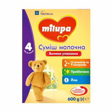 Детская сухая молочная смесь Milupa Детское молочко 4, от 1.5 года, 600 г Детская сухая молочная смесь Milupa Детское молочко 4, от 1.5 года, 600 г