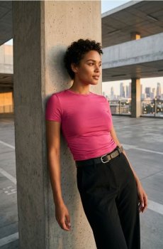 Топ із драпіруванням з боків - яскраво-рожевий