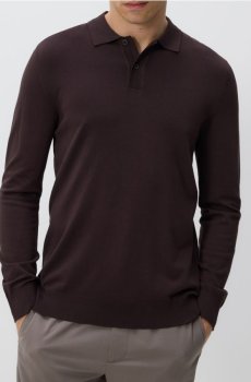 Reserved - Віскозний джемпер-поло - темно коричневий - 019FR-89X