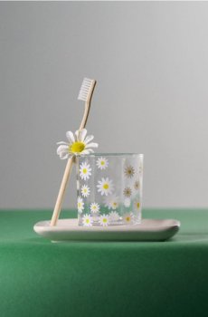 Тримач для зубних щіток з квітковим мотивом - різнобарвний