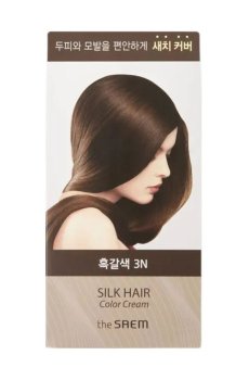 Крем-краска для волос The Saem Silk Hair Color Cream Gray Hair Cover, Brown Black, 120 г