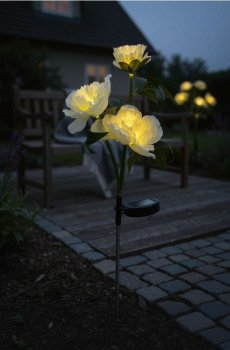 Сонячна садова лампа у формі квітів - білий