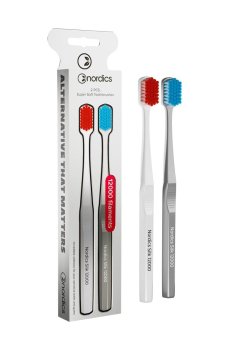 Набор зубных щеток Nordics Silk 12000 Супер мягкие (белая, 1 шт + серая, 1 шт)