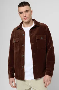 Мужская коричневая вельветовая рубашка Коричневый 50 BOSS 50551692;809