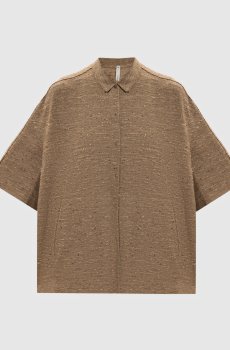 Коричневая рубашка с шелком
