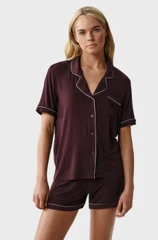 Женская бордовая пижама (рубашка, шорты) Бордовый S Atlantic NLP-496