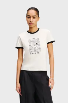 Женская белая футболка KL х JORGE PARRA Белый XS Karl Lagerfeld A2W17087
