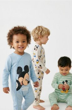 Ромпери, 3 шт. Mickey Mouse - кремовий
